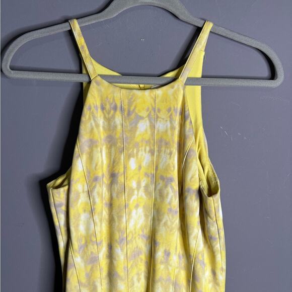Calvin Klein Yellow and Gray Print Sleeveless A Line Dress Back Zipper Size 4 - Picture 3 of 6